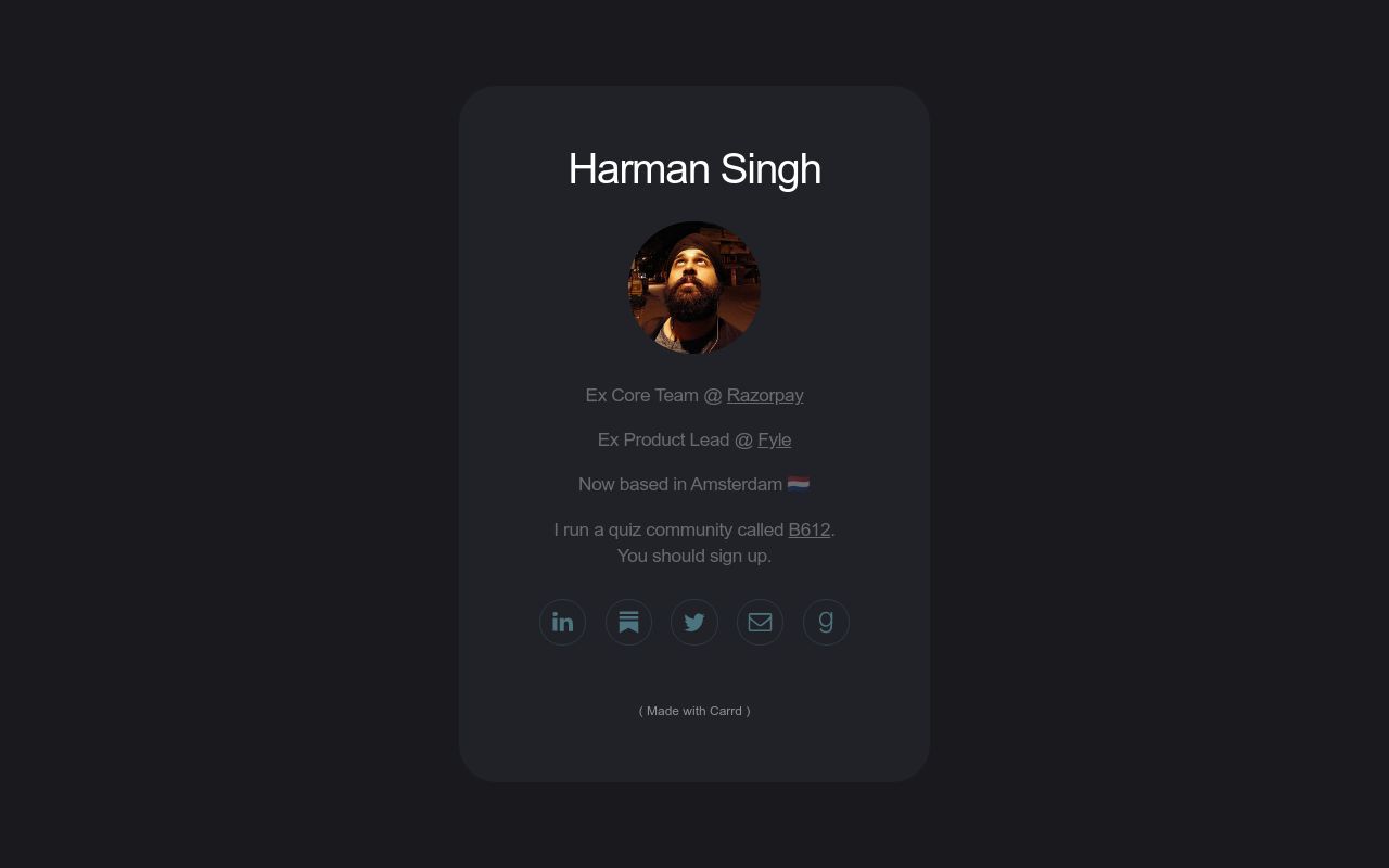 Carrd profile picture for @harman